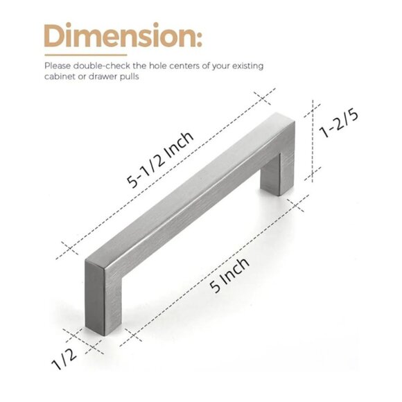 Ravinte 30 Pack 5 Inch Kitchen Square Cabinet Handles Brushed Nickel Drawer Pull - Picture 3 of 9